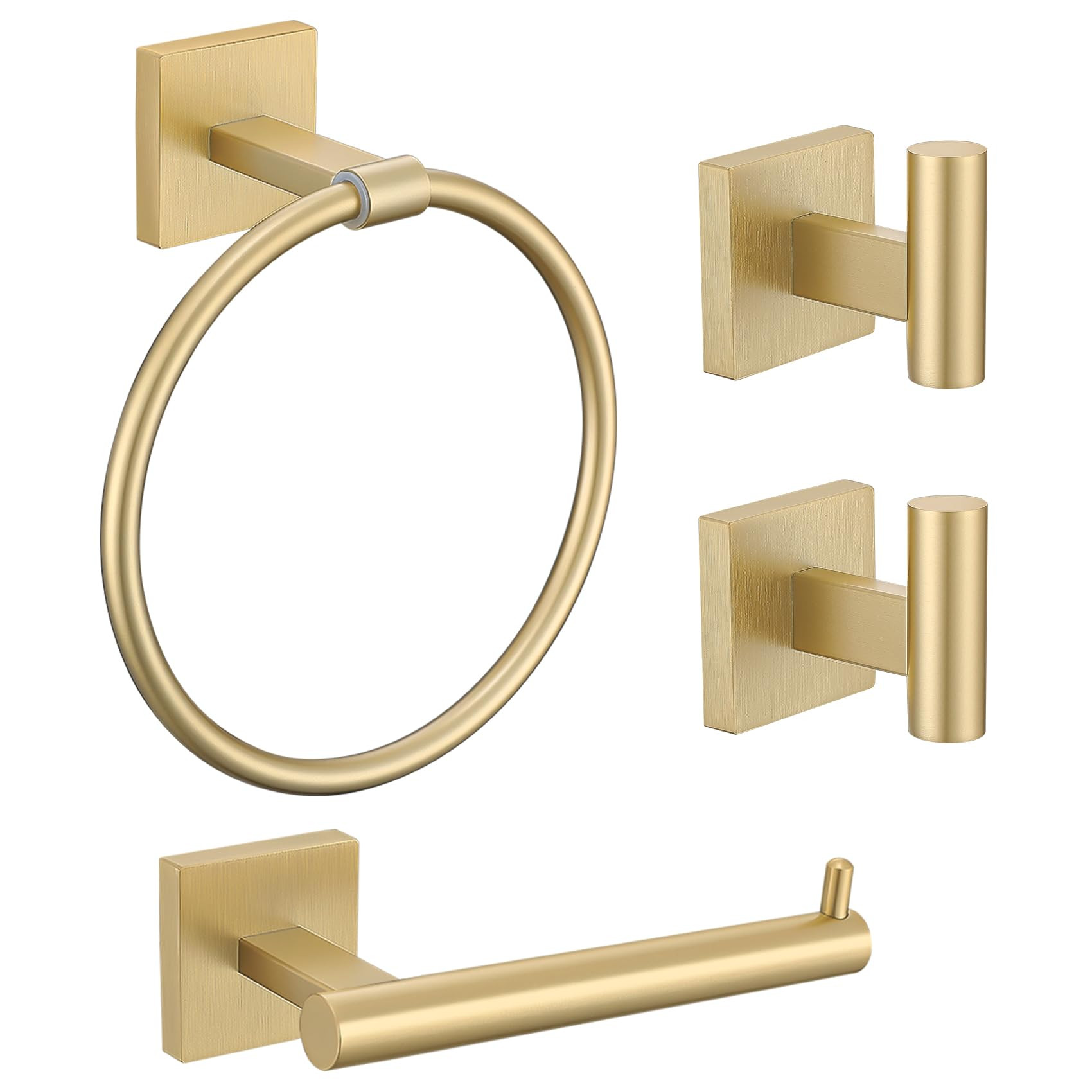 Towel Ring Set 4 Piece Bathroom Hardware Set Includes Towel Ring 2 Towel Hooks and Toilet Paper H... | Amazon (US)