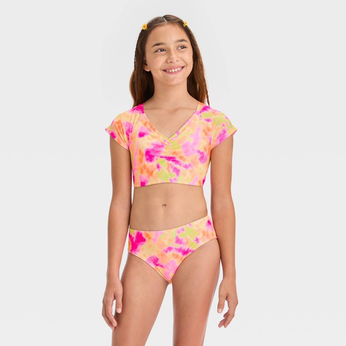 Girls' 'Sunshine Sorbet' Tie-Dye Bikini Set - art class™ XS | Target