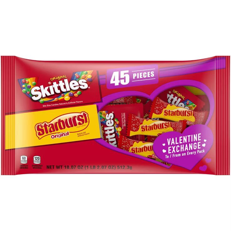 Skittles and Starburst Valentine's Day Classroom Exchange Candy Bag - 20.69oz/50ct | Target