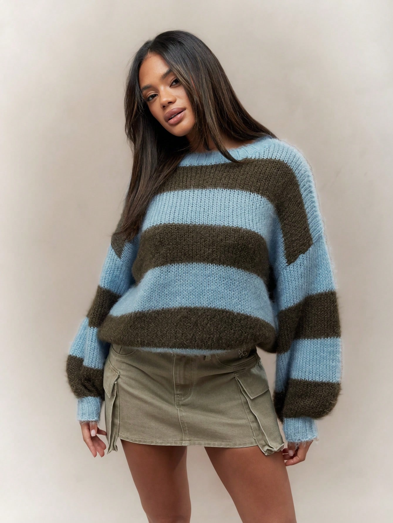 MISSGUIDED Color Block Crop Shoulder Knit Sweater | SHEIN