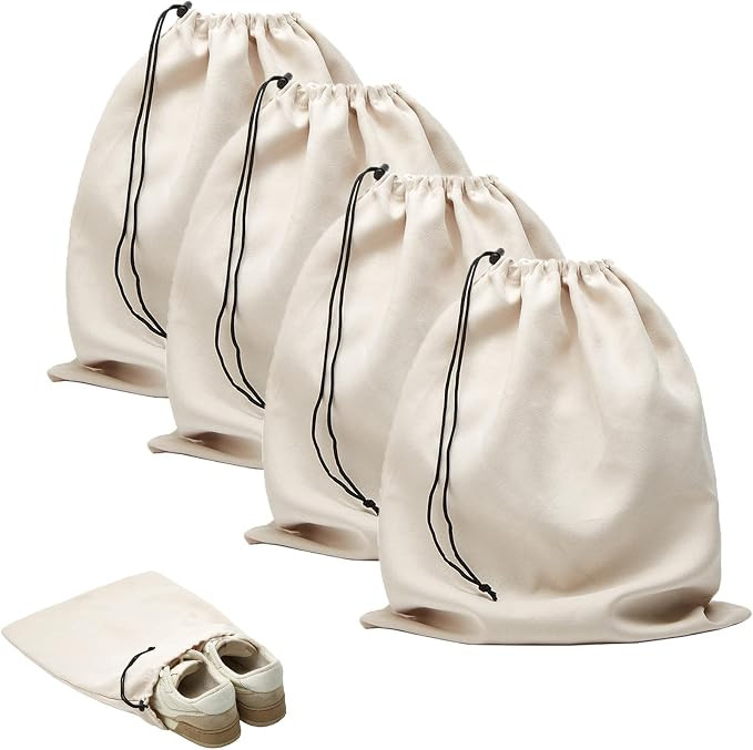 4-Piece Travel Shoe Bags for Packing, 17.7" x 13.8" Dustproof Shoe Bags with Drawstring Closure,W... | Amazon (US)