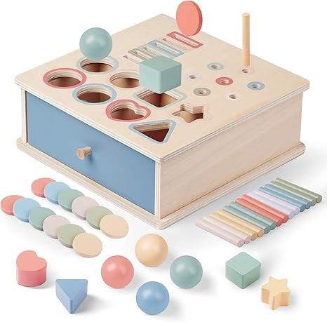 Montessori Toys for 2 3 4 5 Color Sorting - Wooden Object Permanence Box with Drawer Sensory Toys... | Amazon (US)