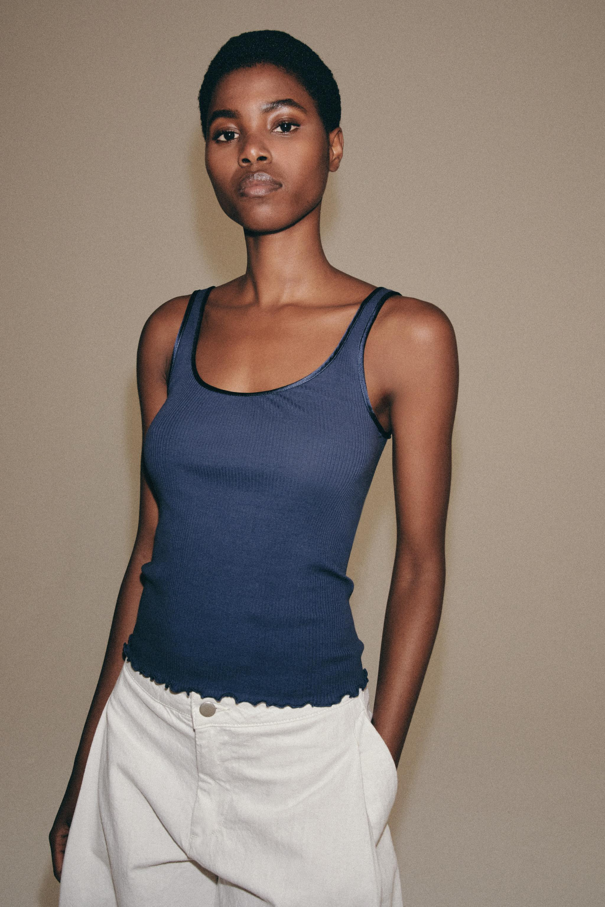 COTTON RIBBED SLEEVELESS T-SHIRT | Zara US