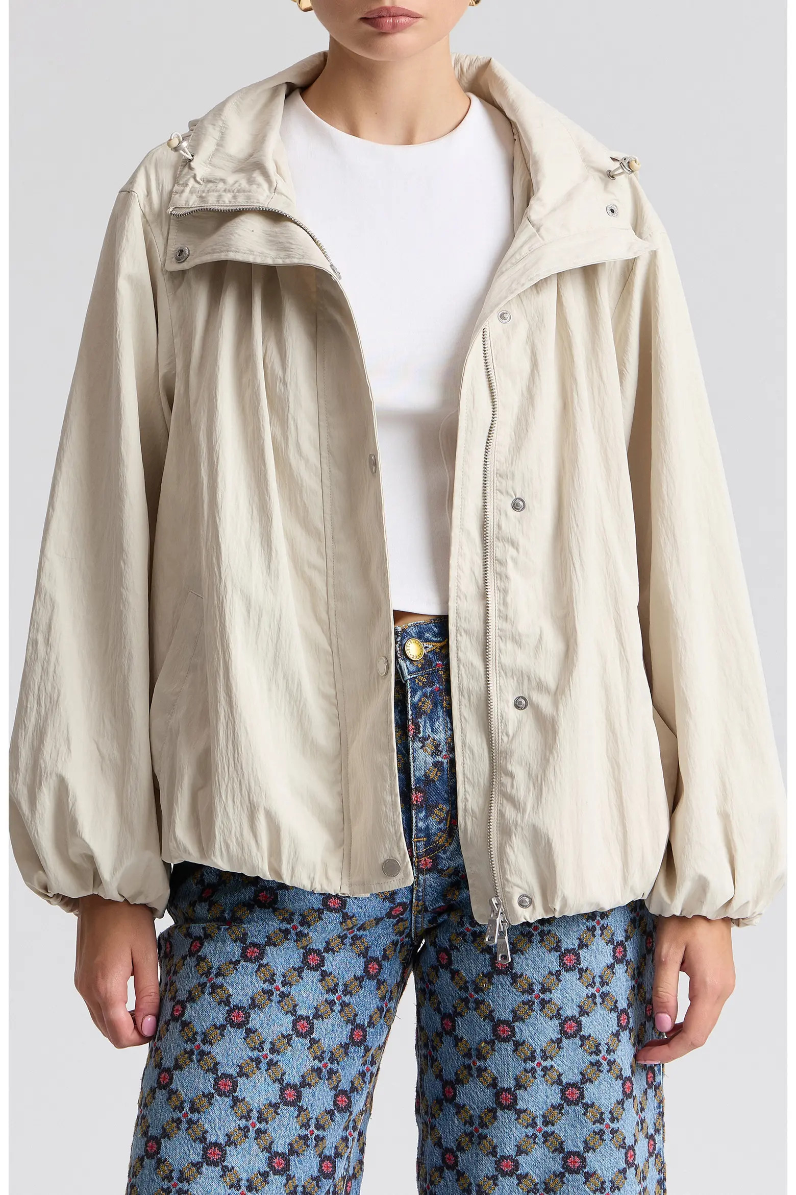 Balloon Hem Hooded Windbreaker Jacket (Women) | Nordstrom | Nordstrom