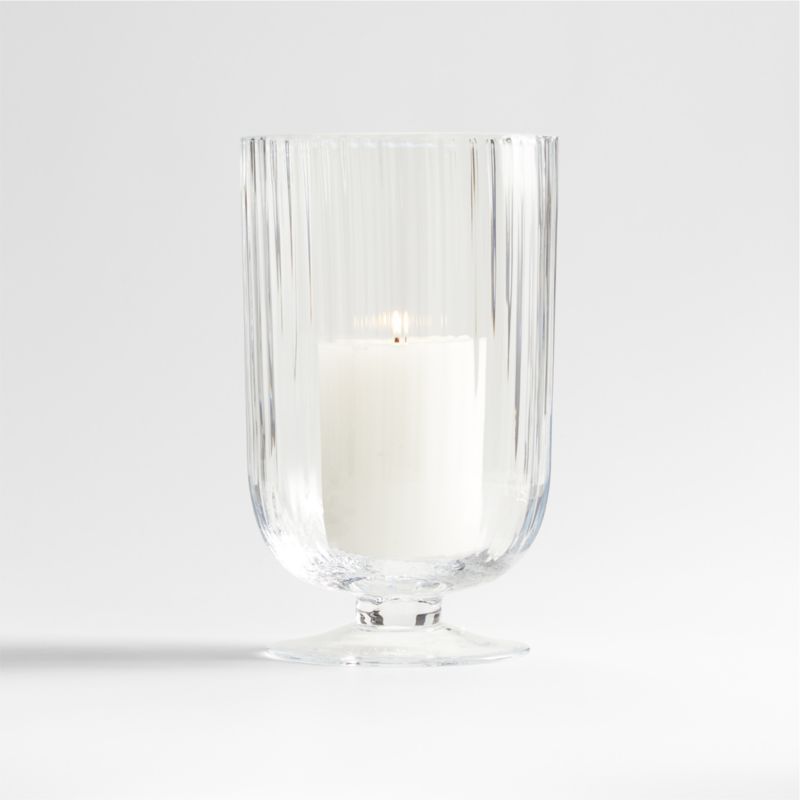 Venus Fluted Glass Hurricane Candle Holder 9.5" + Reviews | Crate & Barrel | Crate & Barrel