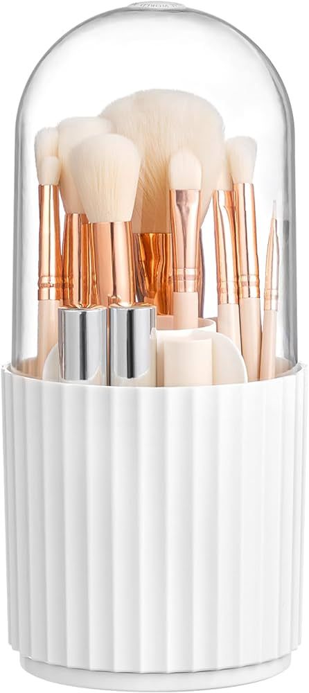 HBlife Makeup Brush Holder with Lid 360 Rotating Makeup Brush Organizer with Cover Cosmetic Organ... | Amazon (US)