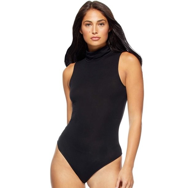Sofia Jeans by Sofia Vergara Women's Sleeveless Knit Mockneck Thong Back Bodysuit | Walmart (US)