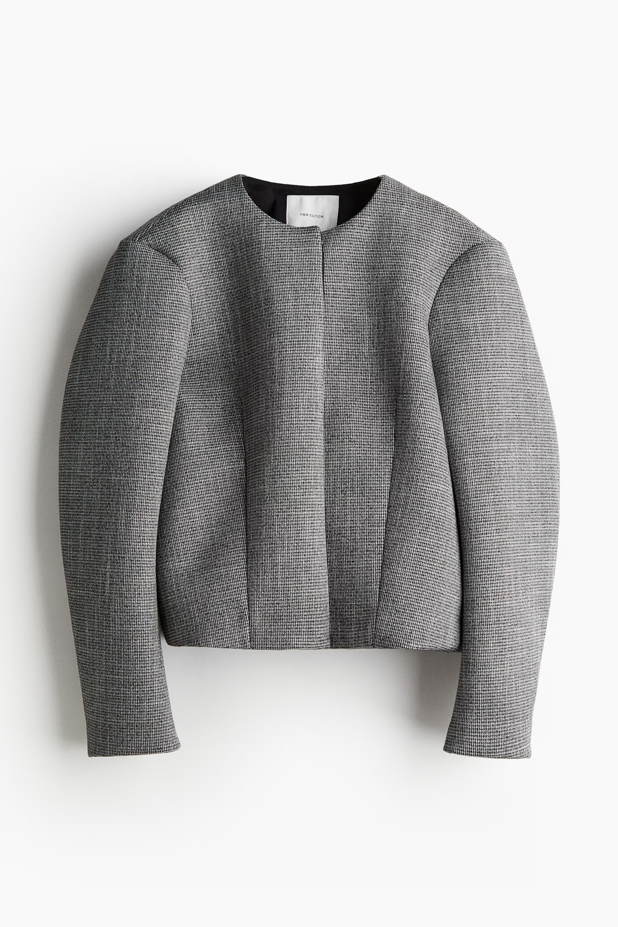 Jacke aus strukturiertem Twill - Rundausschnitt - Langarm - Grey marl - Ladies | H&M AT | H&M (DE, AT, CH, NL, FI)