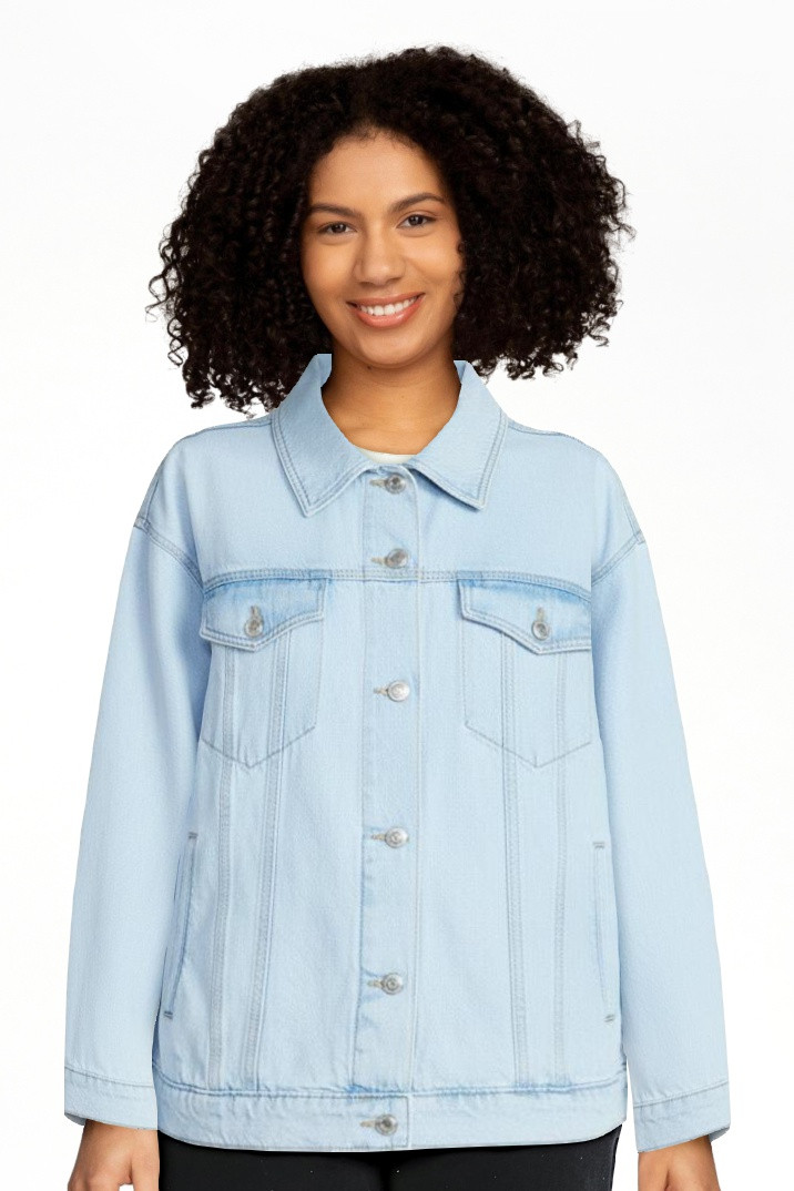 No Boundaries Oversized Cotton Denim Jacket, Women's XXS-XXL | Walmart (US)