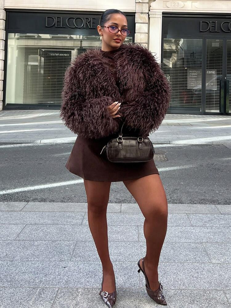 Faux Fur Jacket | SHEIN