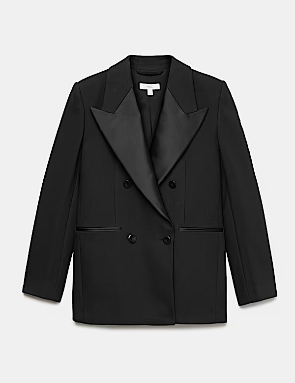 Womens M&S Peak Lapel Tuxedo Jacket, Black | Marks and Spencer US