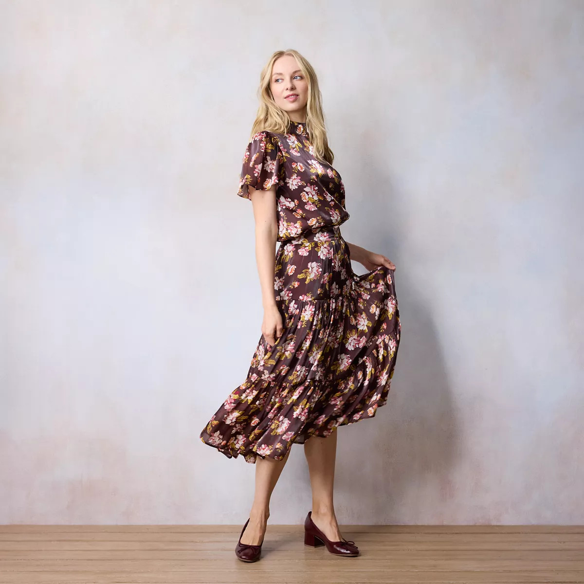 Women's LC Lauren Conrad High Neck Flutter Sleeve Blouse | Kohl's