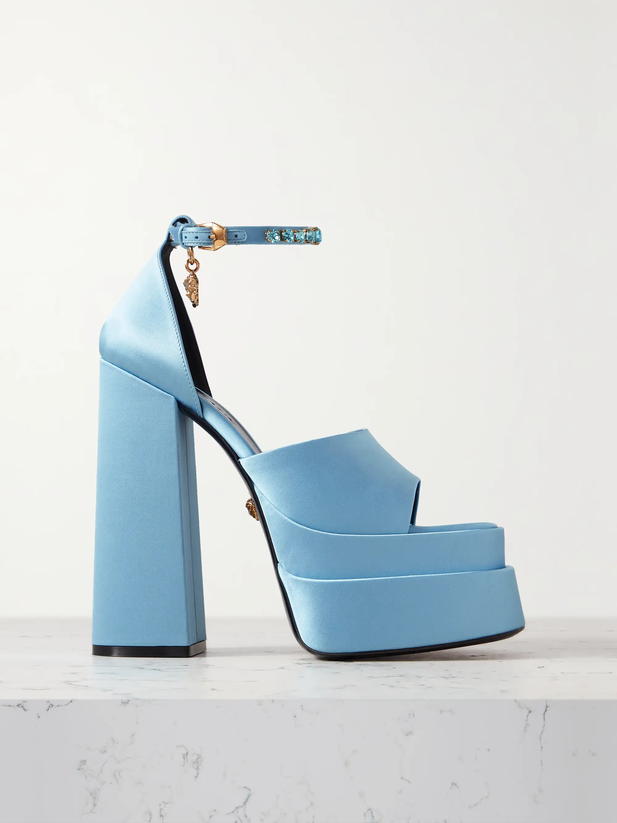 Medusa Aevitas embellished satin platform sandals | NET-A-PORTER (US)