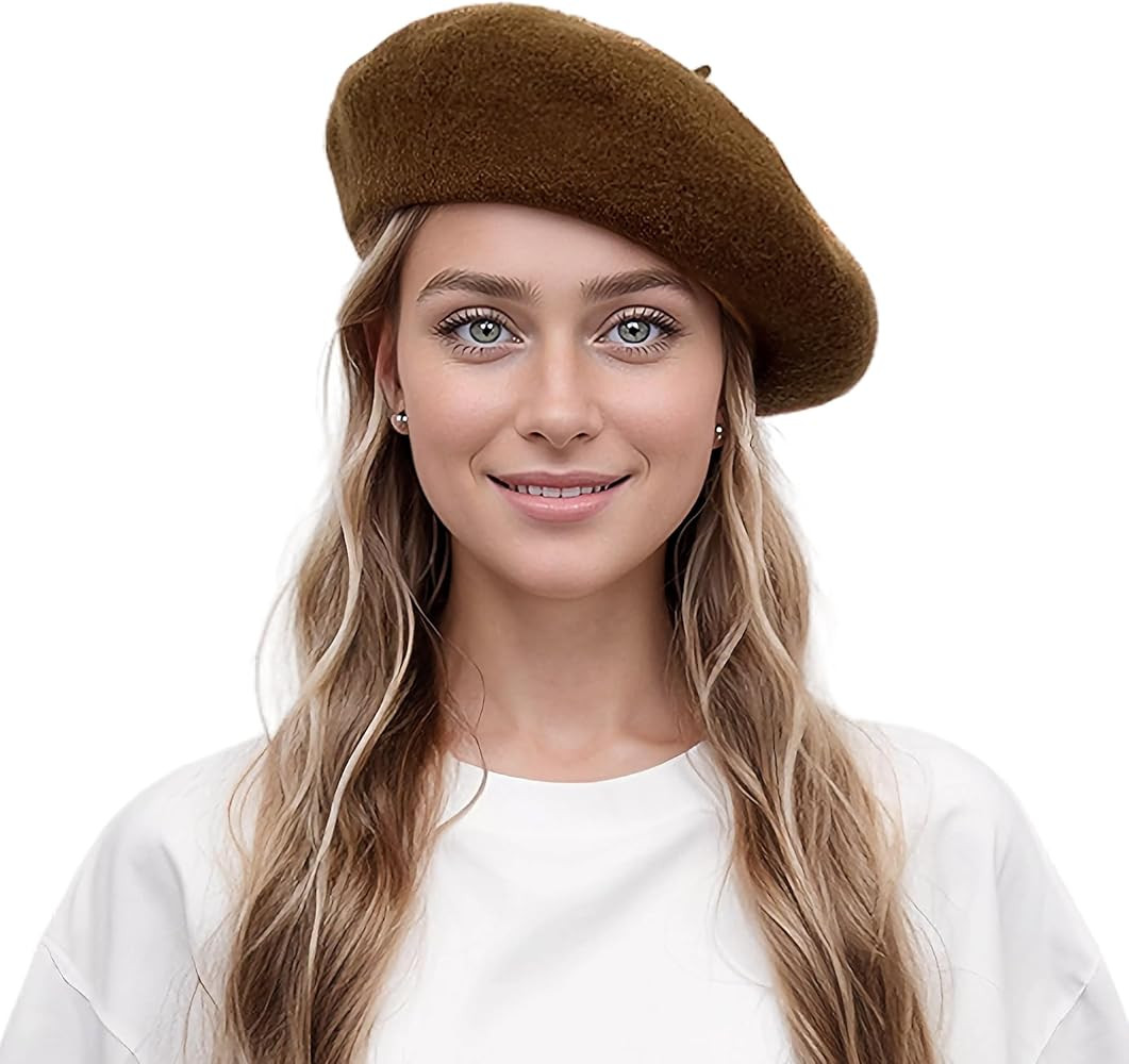 Lanzom Wool Blend Women Beret Hat French Beret Cap Winter Fashion Solid Color Hat for Women Girls... | Amazon (US)