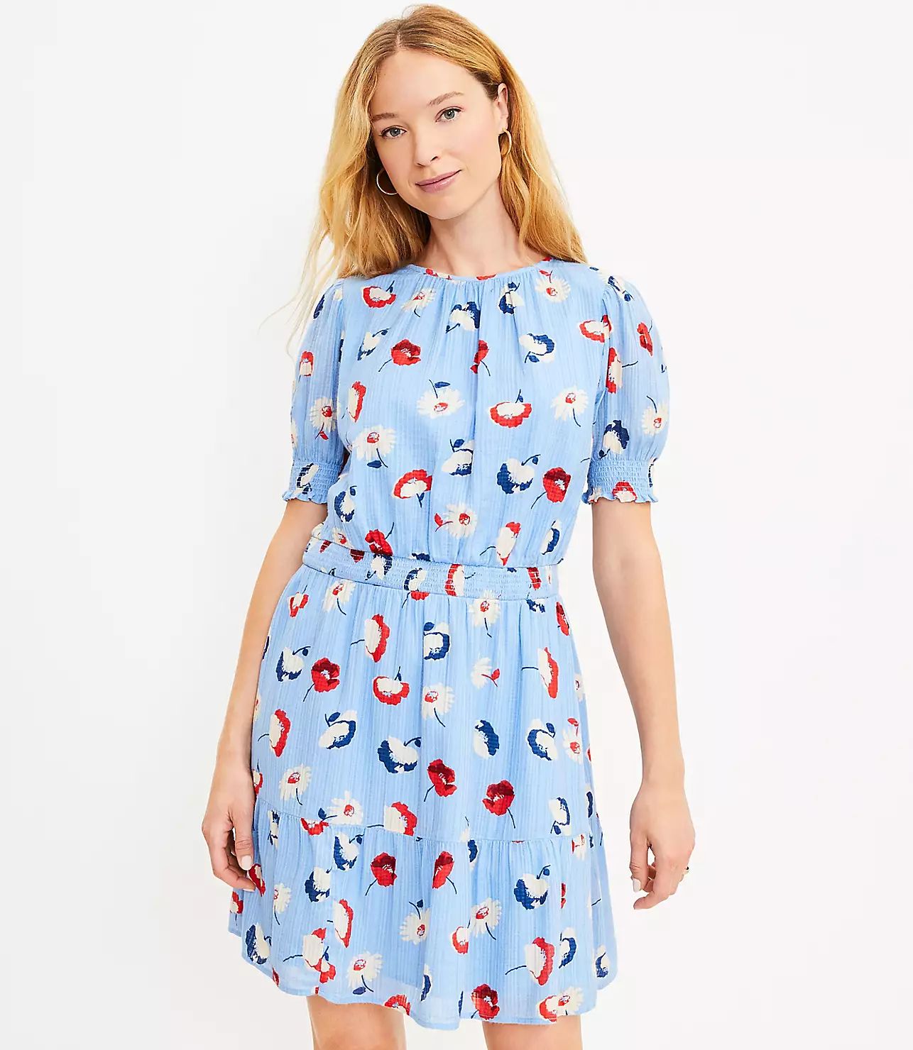 Daisy Smocked Flounce Dress | LOFT