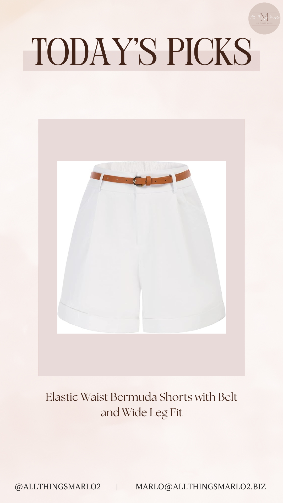 Elastic Waist Bermuda Shorts with Belt and Wide Leg Fit 

 #LTKSeasonal #LTKWorkwear #LTKTravel