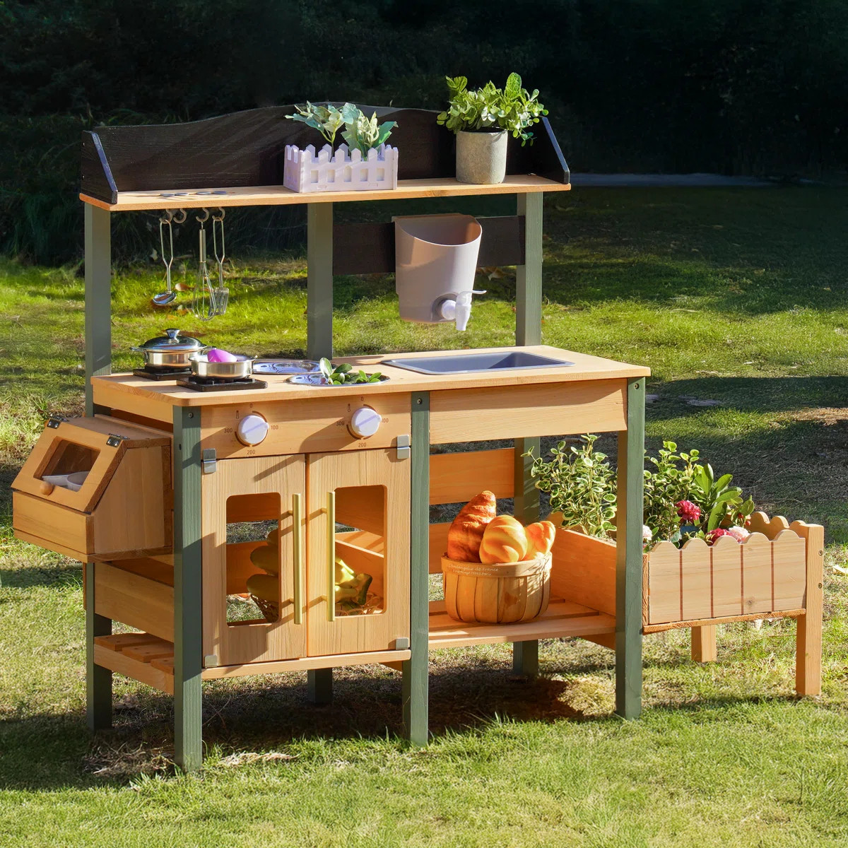 Mud Kitchen With Insect Observation Box & Planter Box, Toddler Play Kitchen | Wayfair North America