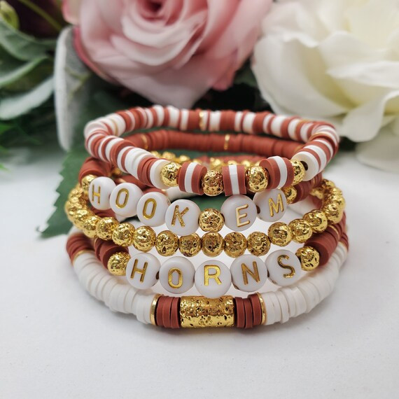 Heishi Bracelet Stack University of Texas Heishi Beads - Etsy | Etsy (US)