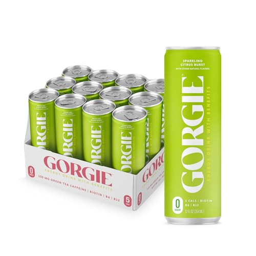 GORGIE Sugar Free Natural Energy Drinks, Sparkling Citrus Burst (12 Pack) - Healthy Energy Drinks - Natural Coffee Replacement with Green Tea Caffeine and Biotin - 150mg Caffeine, Vegan, & Low Calorie | Amazon (US)