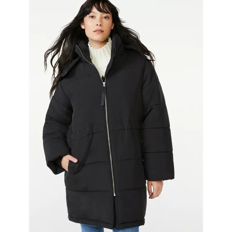 Free Assembly Women's Long Puffer Jacket, Midweight | Walmart (US)