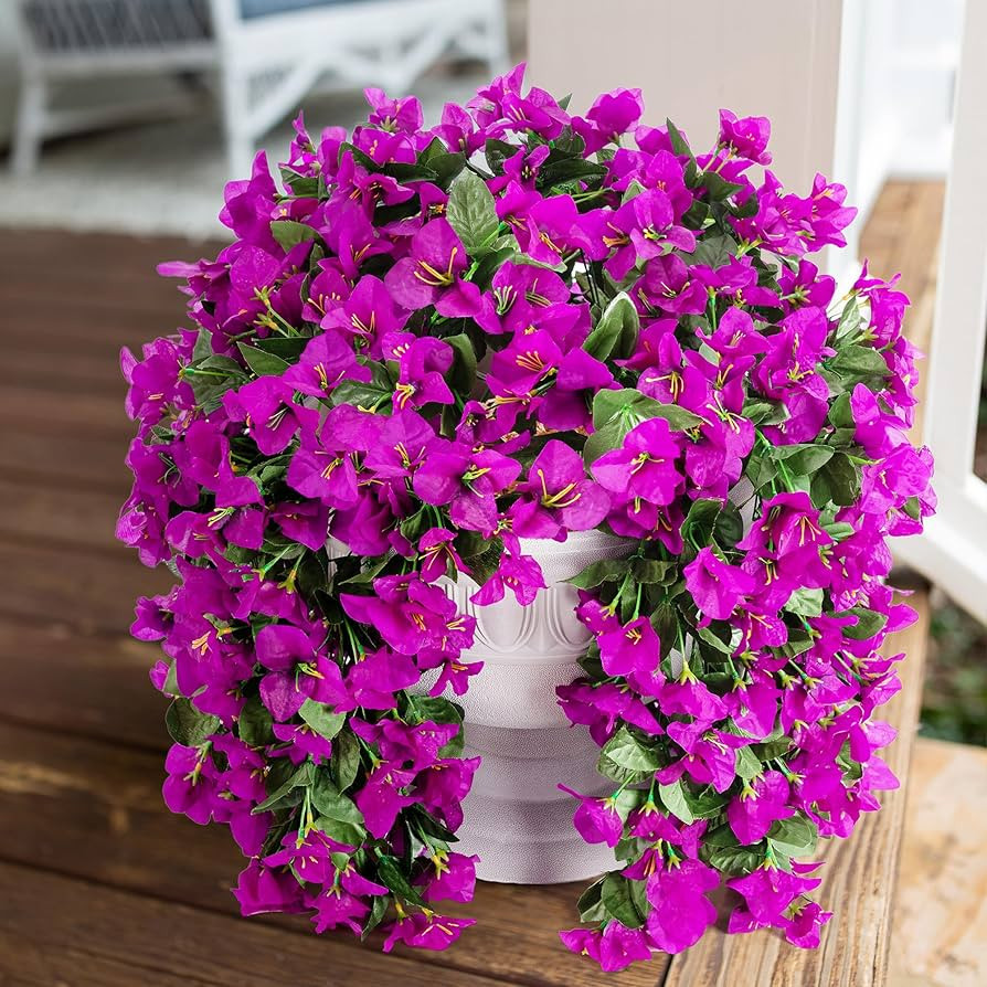 Faux Bougainvillea Artificial Flowers Plants for Outdoors Outside Decoration, 2 pcs Purple Fake F... | Amazon (US)