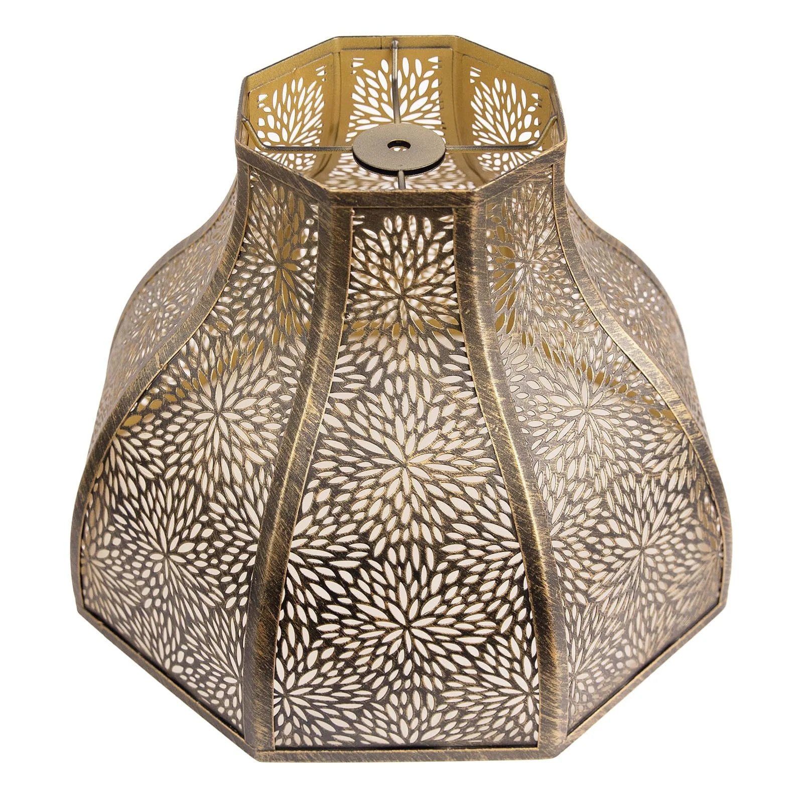 Lukvuzo Eight Petal Lotus Metal Lamp Shade Antique Bronze Gold Finish with Etched Chrysanthemum Pattern 5.32 x 13 x 9.5 Inch 1 Piece | LLU0422M43 | Lowe's