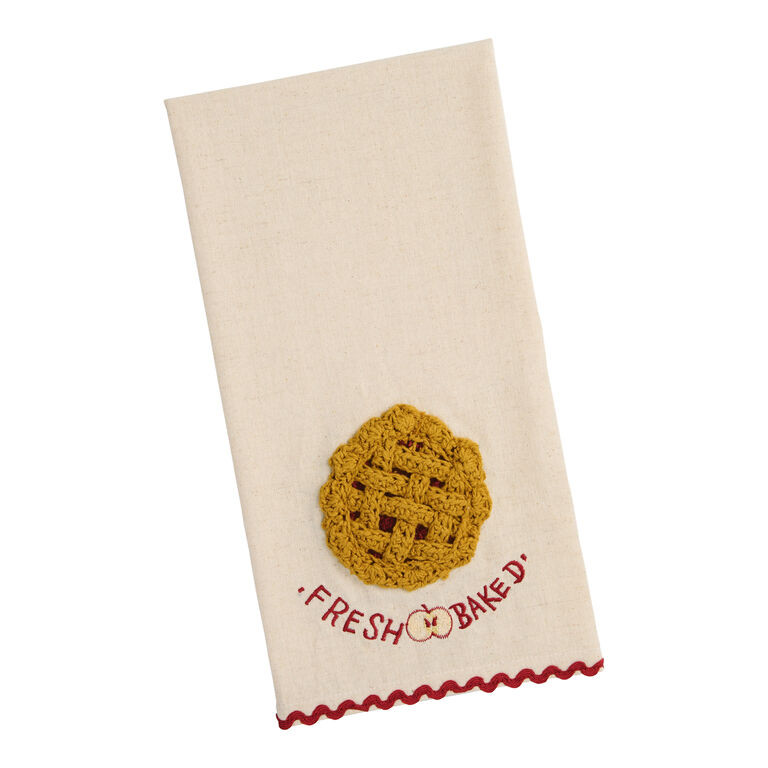 Fresh Baked Apple Pie Crochet Embroidered Kitchen Towel | World Market