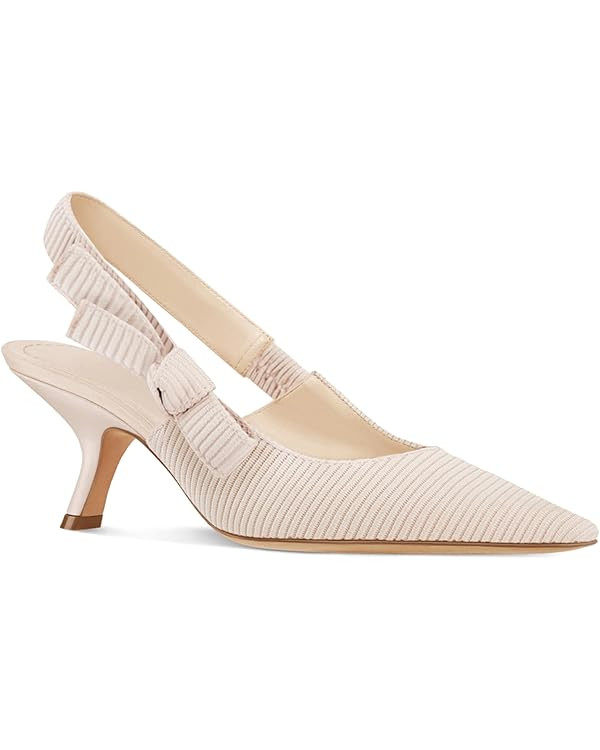 Coutgo Womens Slingback Kitten Heels Closed Pointed Toe Bowknot Knitted Slip On Work Pumps Dress ... | Amazon (US)