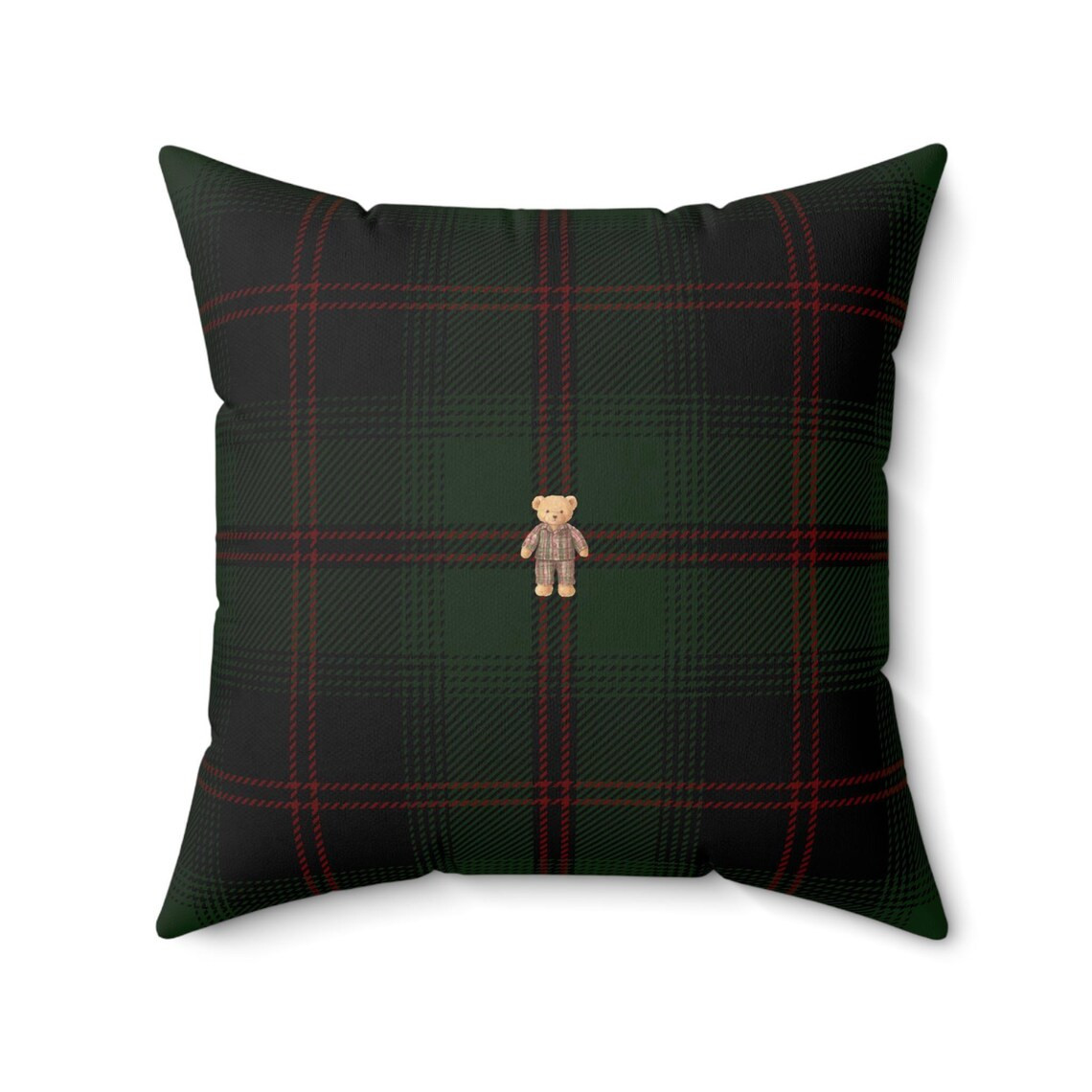 Tartan Christmas Bear Pillow: Green Plaid Holiday Decor, Ralph Lauren Christmas - Etsy | Etsy (US)