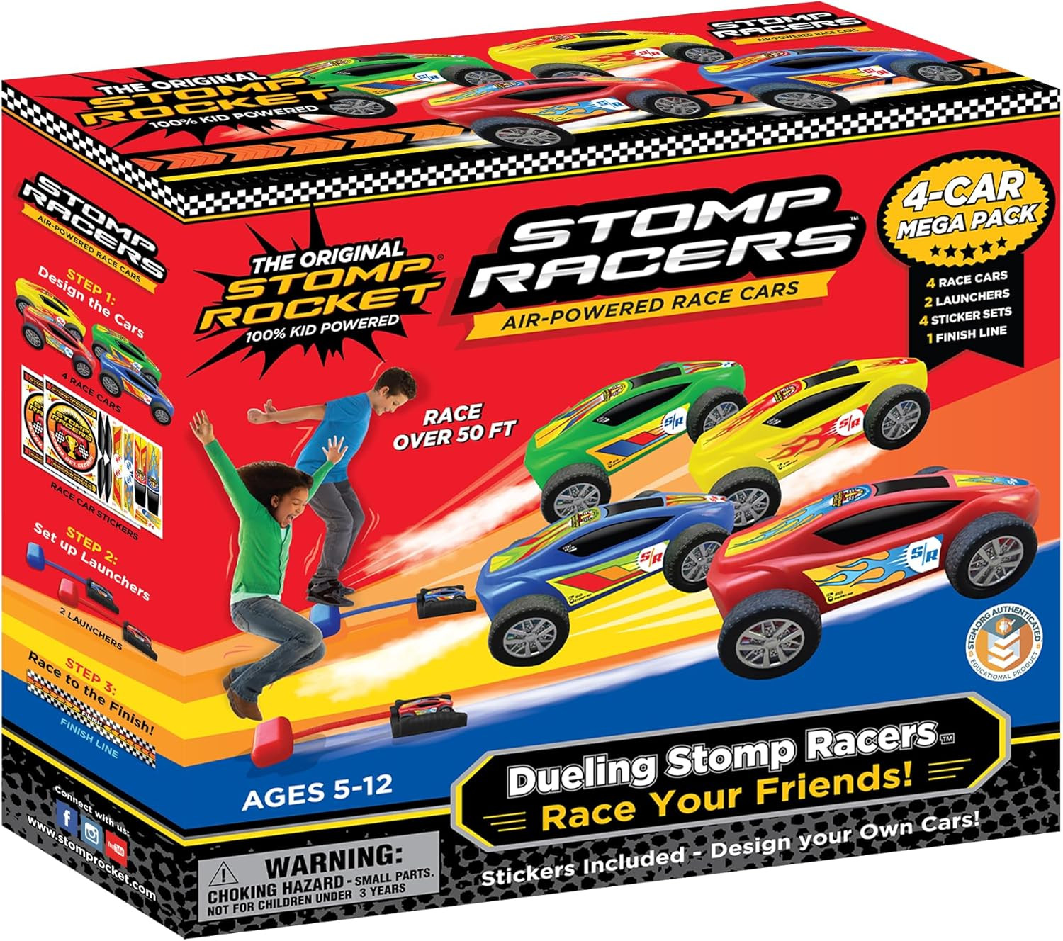 Stomp Racers Mega Pack by Stomp Rocket, 4 Air Powered Race Cars | Amazon (US)