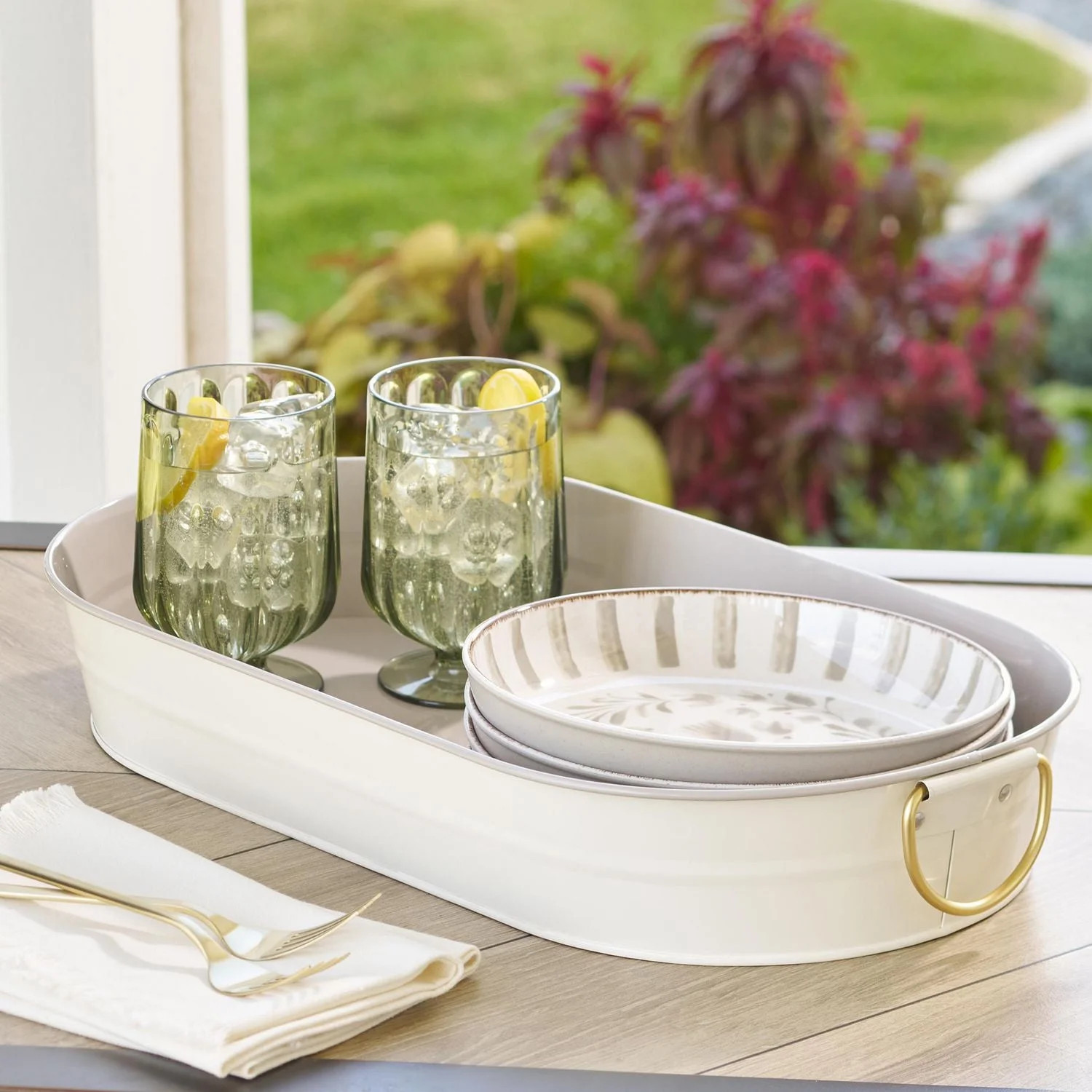 Better Homes & Gardens 2 Tone Color Galvanized Oval Tray,19.88 IN L x 10.63 IN W, Oval Serving Tr... | Walmart (CA)