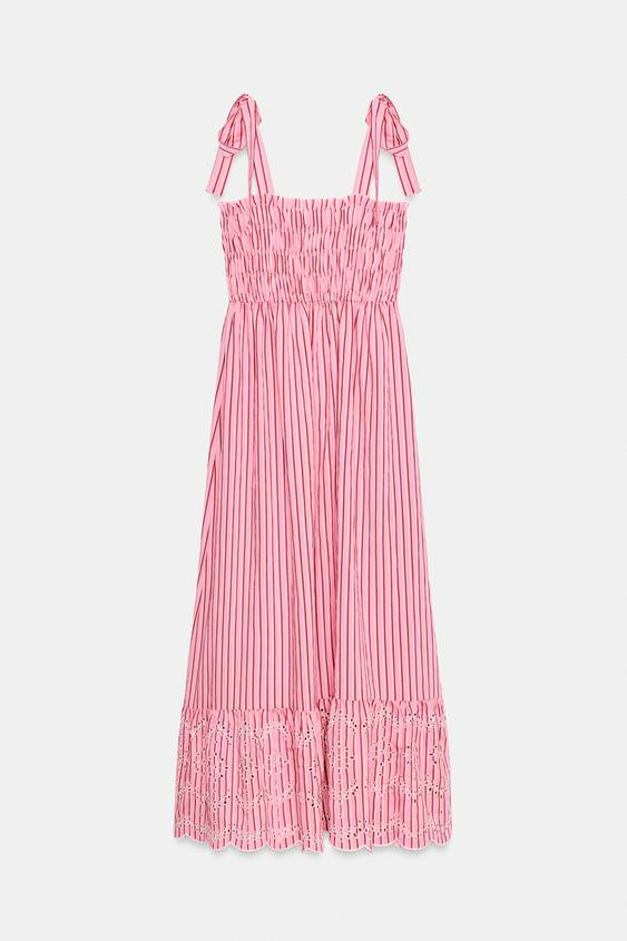 STRIPED TIED MIDI DRESS | Zara US