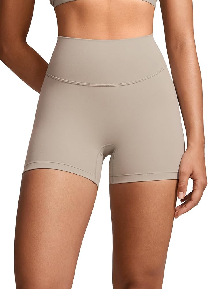 Womens High Waist No Front Seam Biker Shorts 4 Inches Running Volleyball Spandex Yoga Gym Workout... | Amazon (US)