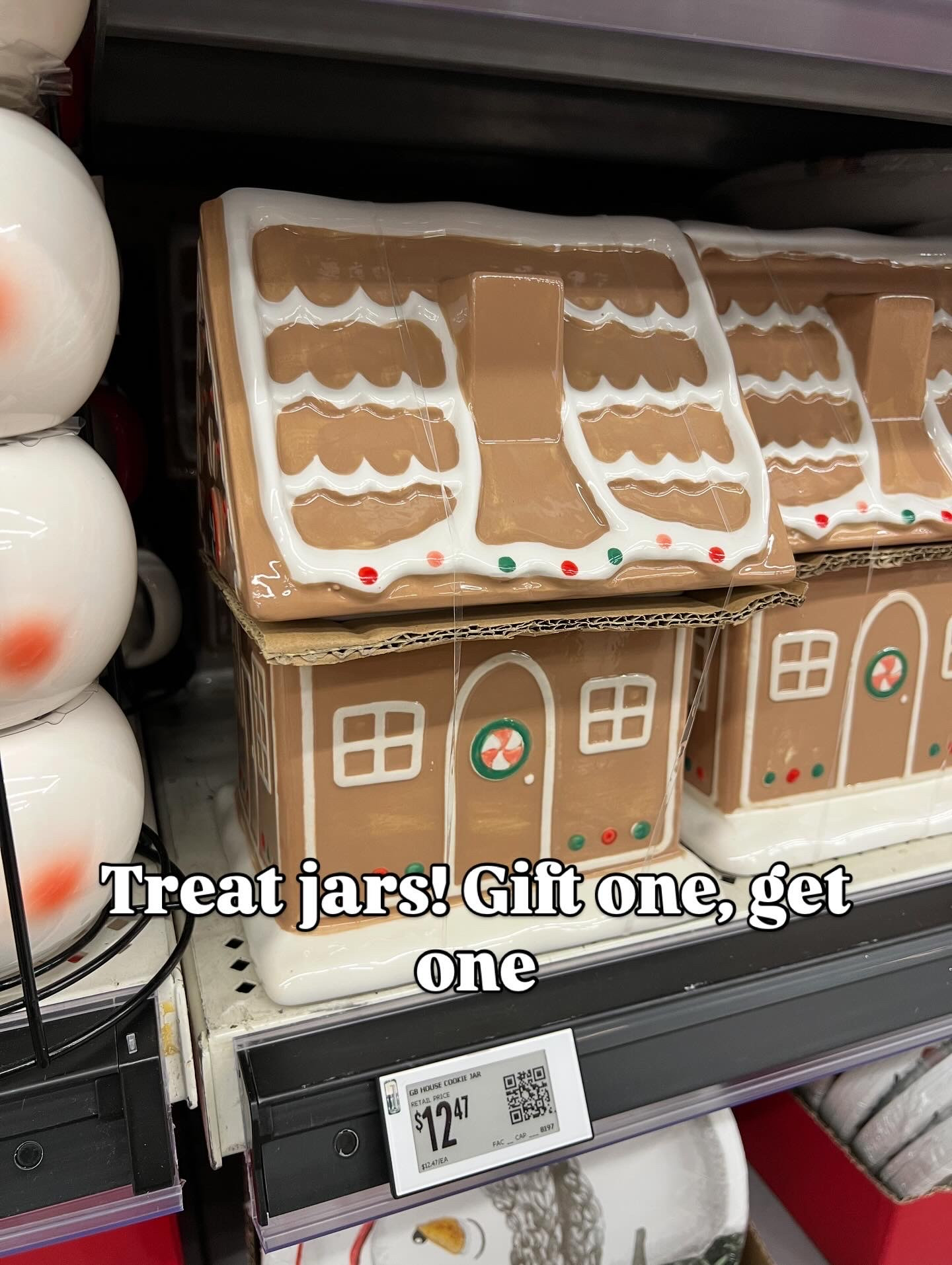 Walmart gingerbread house treat jar for $13, looks like something you’d find at pottery barn. There’s also a Santa and a gingerbread man. #walmart 

#LTKFindsUnder50 #LTKHome #LTKHoliday