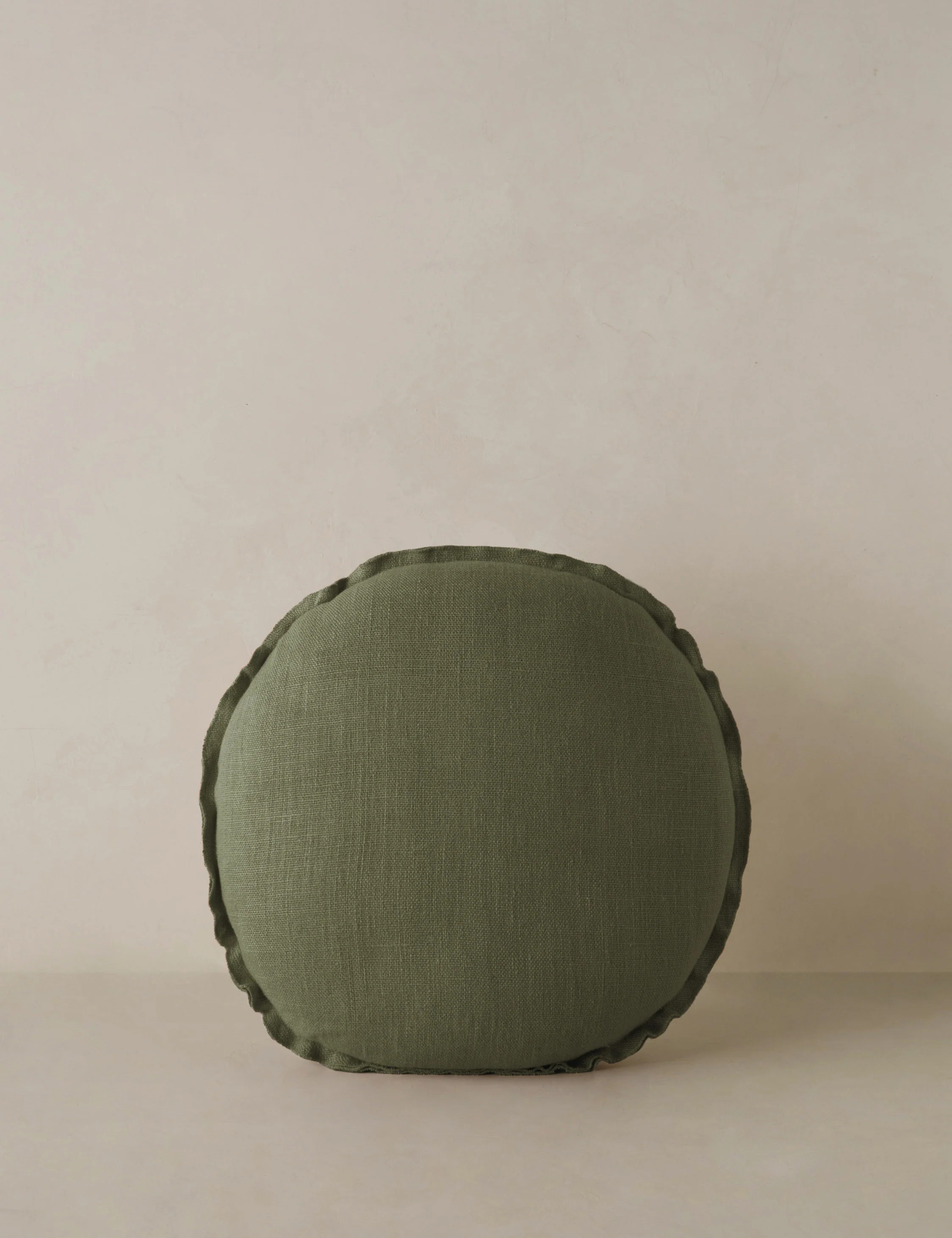 Arlo Linen Round Pillow, Olive | Lulu and Georgia 
