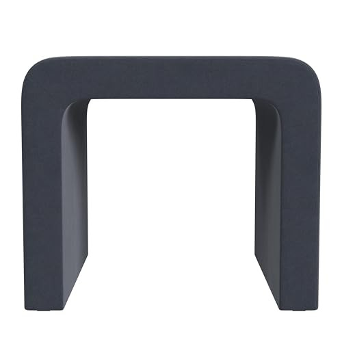 HomePop 22 inch modern arch velvet ottoman in steel blue