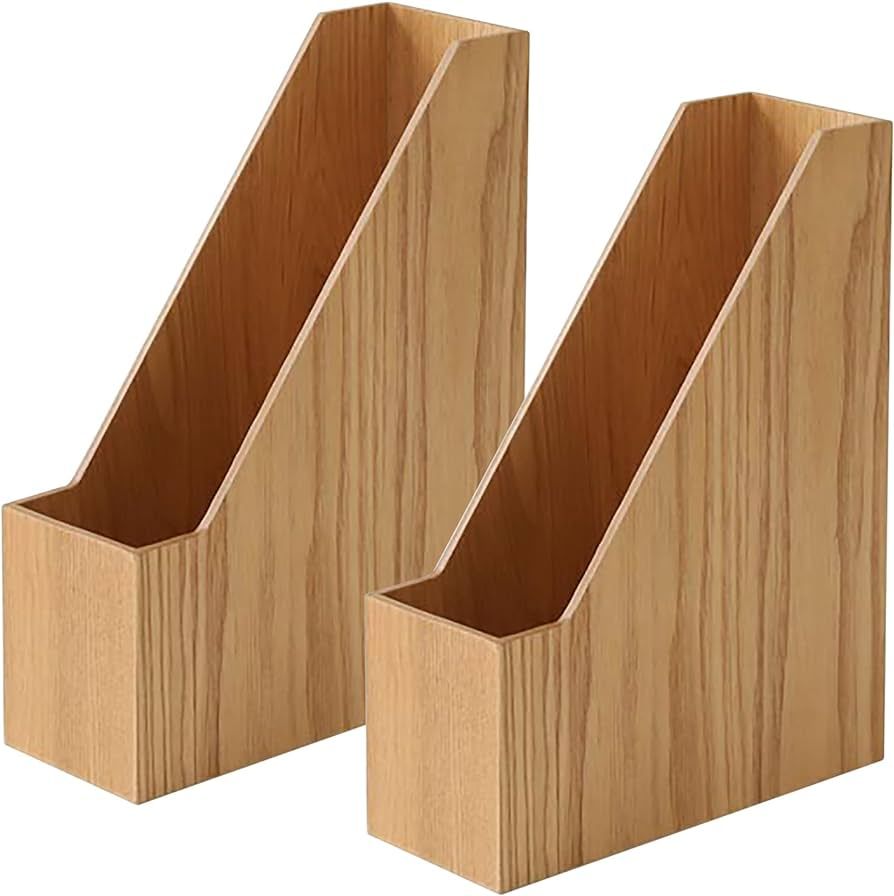 Wooden File Organizer for Desktop or Wall Shelf (2-Pack) - Solid Wood Folder Organizer & File Sor... | Amazon (US)