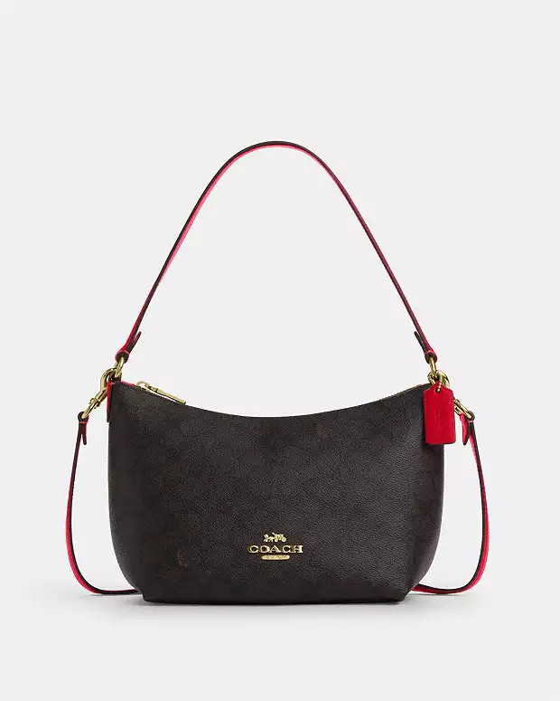 Zip Top Shoulder Bag In Signature Canvas | Coach Outlet CA