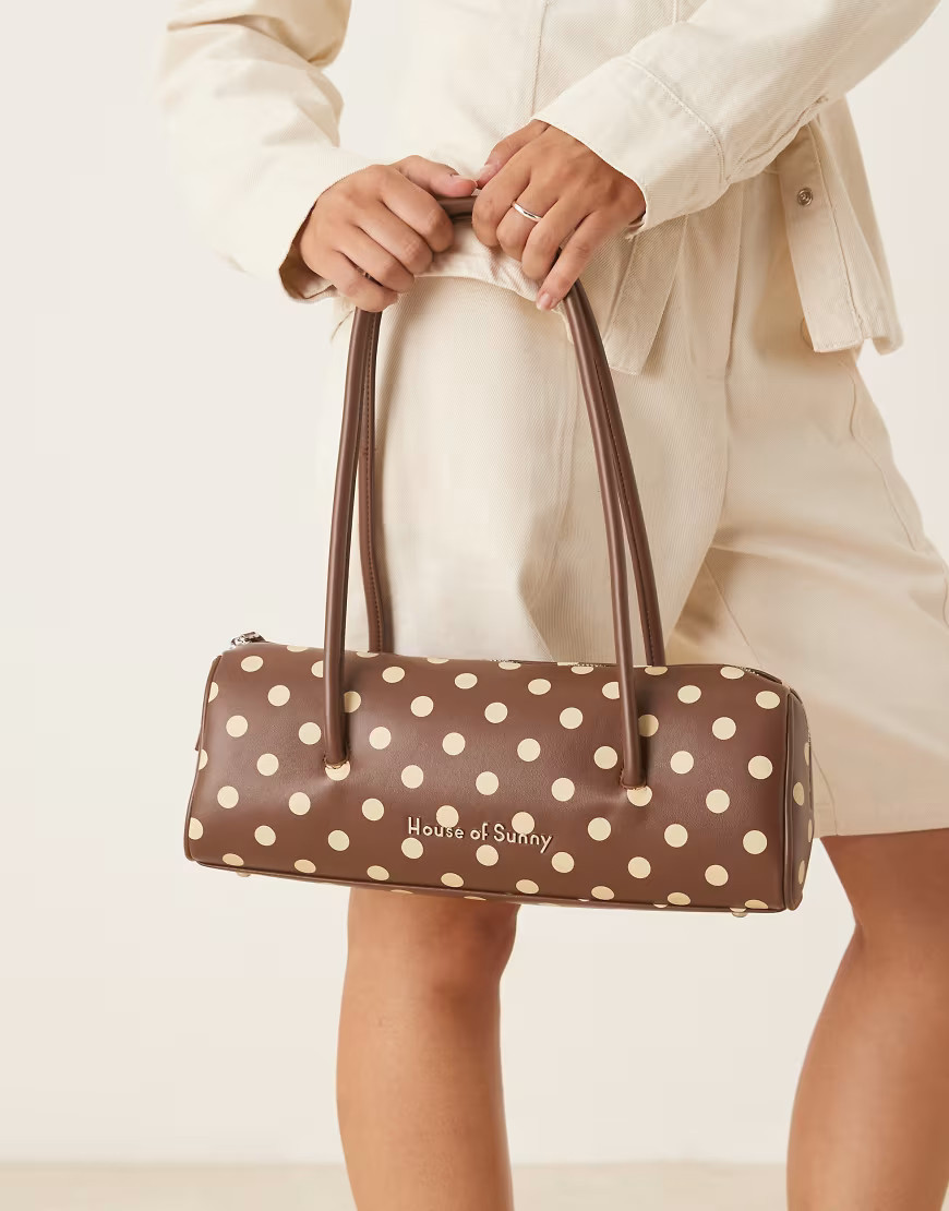 House of Sunny polka dot shoulder bag in brown | ASOS (Global)