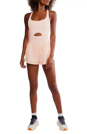 Free People FP Movement Righteous Runsie Romper in Pastel Peach at Nordstrom Rack, Size Large | Nordstrom Rack