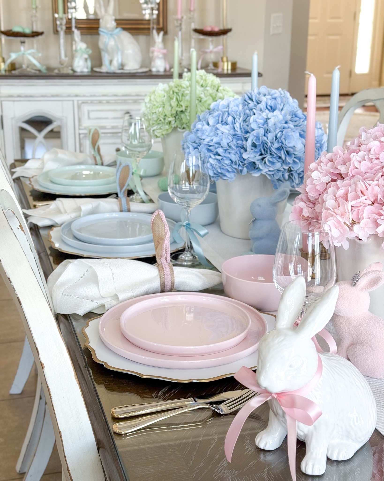 Shop my colorful color blocked  spring tablescape!

Mikasa, pastel decor, white bunny, bunny decor, Easter decor, Easter table, bunny napkin rings, scalloped planters, white planter, faux hydrangeas, blue hydrangeas, pink hydrangeas, green hydrangeas, Amazon finds, spring decor, spring entertaining, spring party ideas, flocked bunny, crystal candleholders, pink plates, blue plates, green plates

#LTKHome #LTKParties #LTKSeasonal