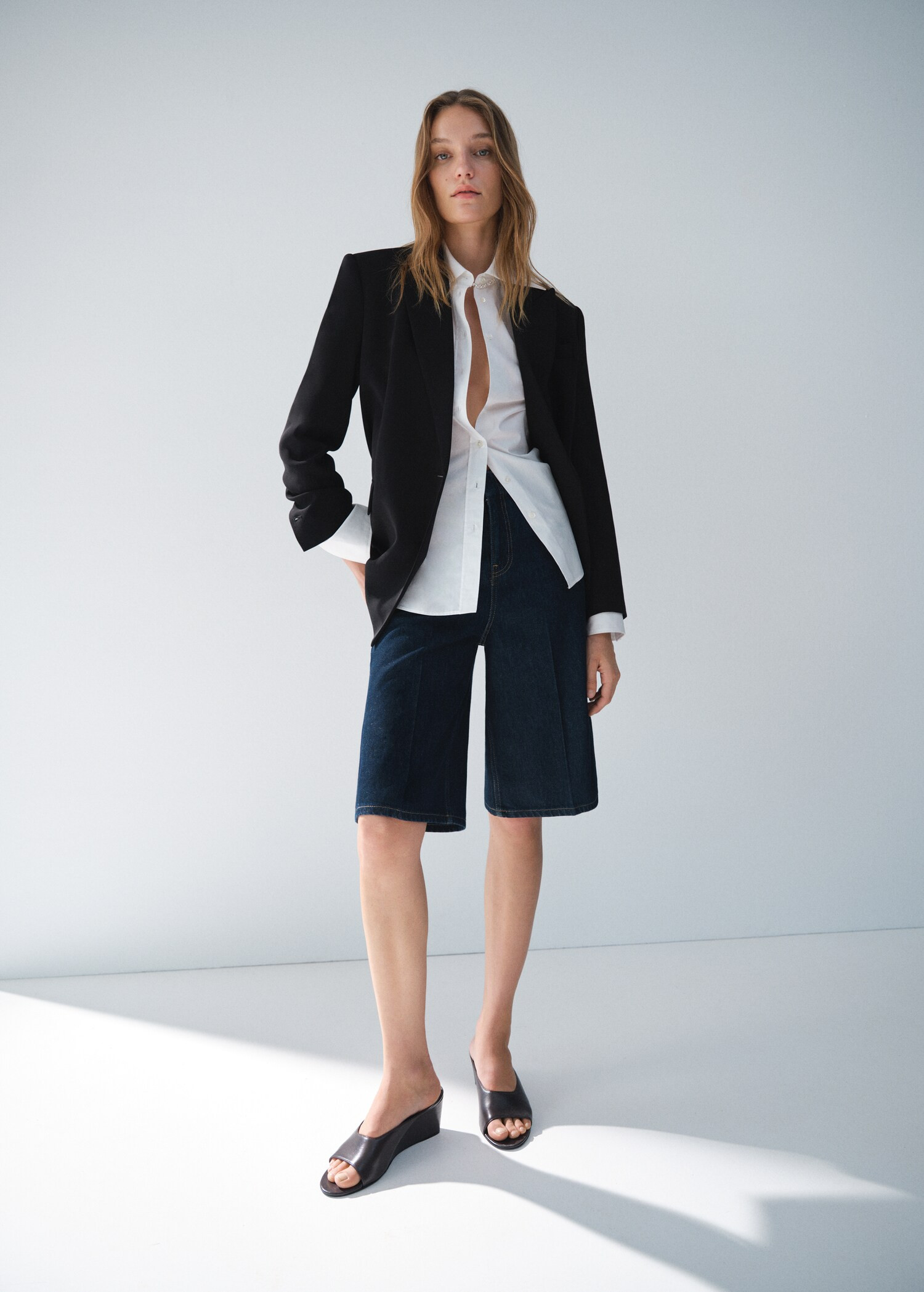 Mid-rise denim bermuda jorts - Women | MANGO United Kingdom | MANGO (UK)