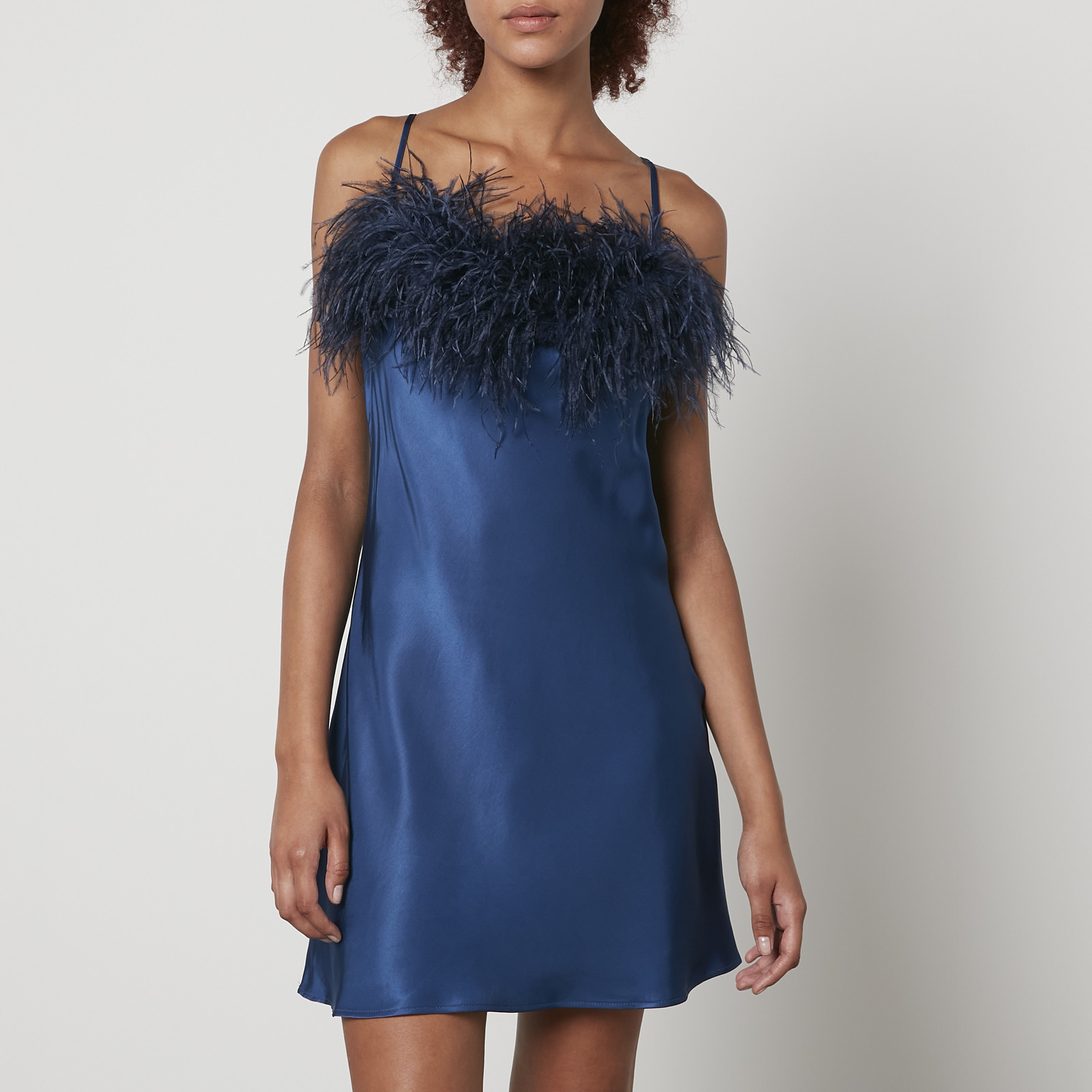 Sleeper Boheme Feather-Trimmed Satin Mini Dress - XS | Coggles | Coggles (Global)