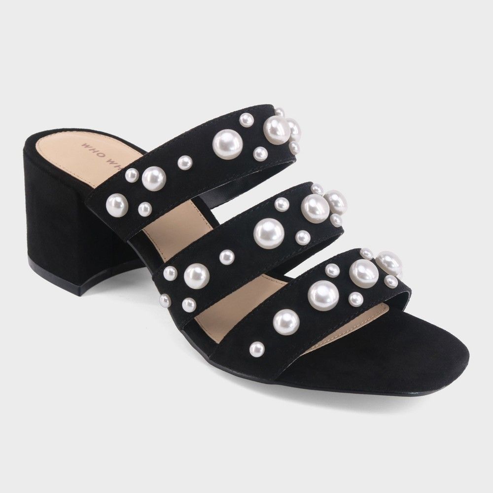 Women's Alice Multi Band Pearl Heeled Pumps - Who What Wear Black 7.5 | Target