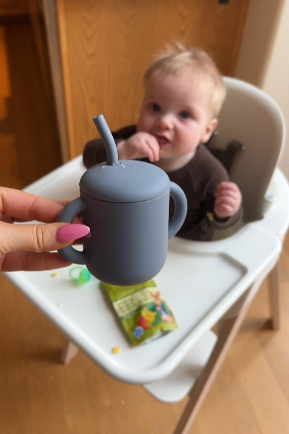 Some baby food favorites! We out formula into the cup so he wants to drink it and get the feel for how to use a straw. It only took him a few times to pick up. Pouch toppers are a must!! And we have had this high hair for 4 years now we love it 

#LTKfamily #LTKbaby
