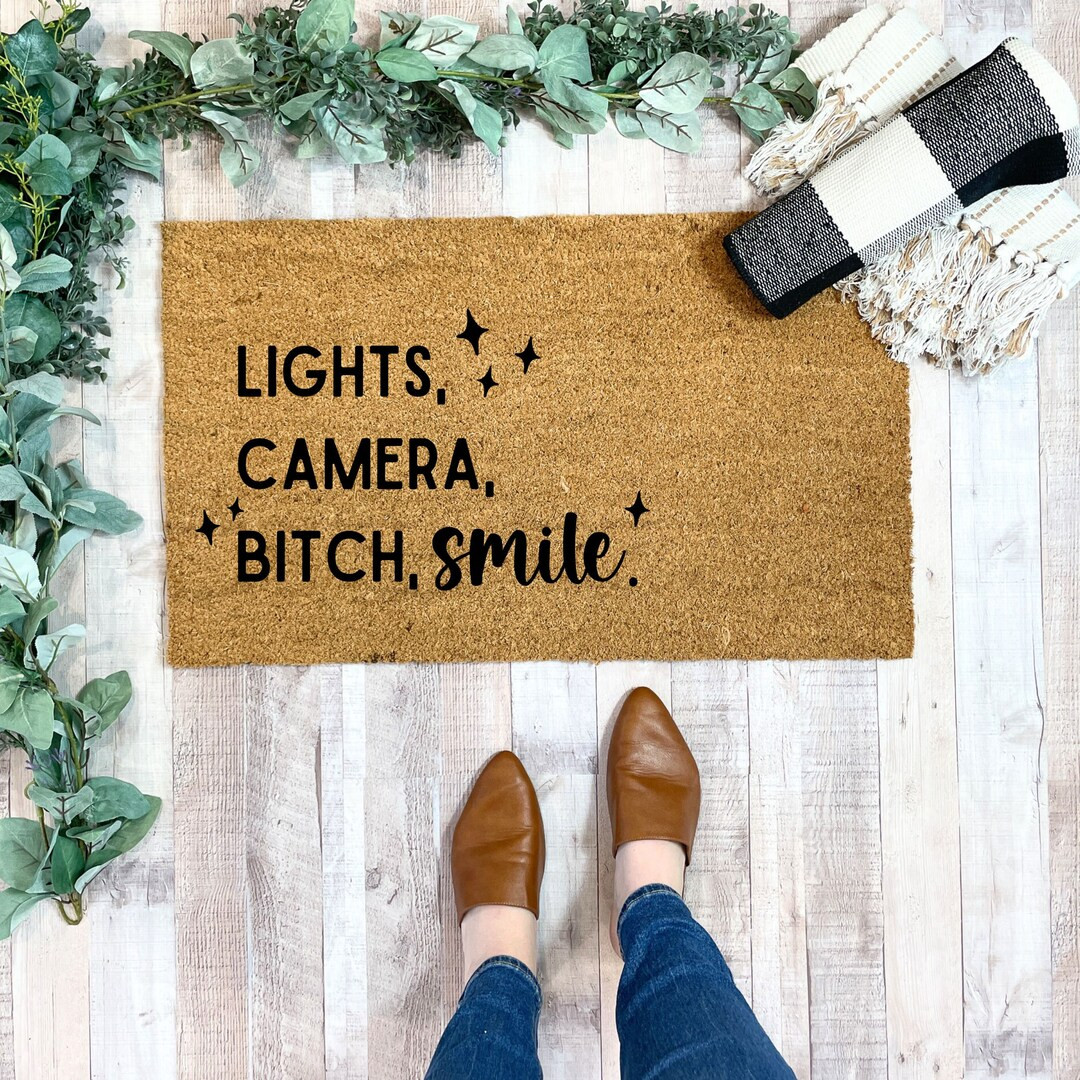 Lights Camera Bitch Smile Doormat, Funny Doormat Large, Swiftie Gift for Best Friend, Cute Doorma... | Etsy (US)