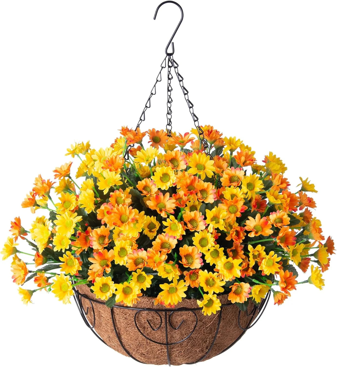 Artificial Hanging Flowers in Basket for Patio Garden Porch Deck Spring Decoration, Faux Daisy Ar... | Walmart (US)