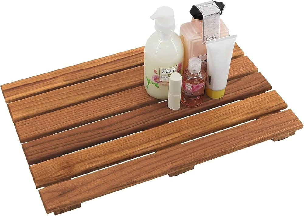 VaeFae Teak Shower Mat, Non-Slip Bath Mat, Luxury Spa Mat, Wooden Mat for Bathtub, 20 x 13 in | Amazon (US)