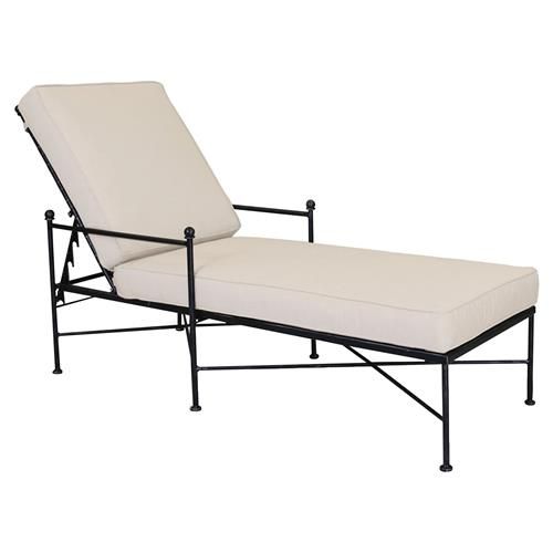 Sunset West Provence French Beige Cushion Metal Outdoor Chaise Lounge | Kathy Kuo Home