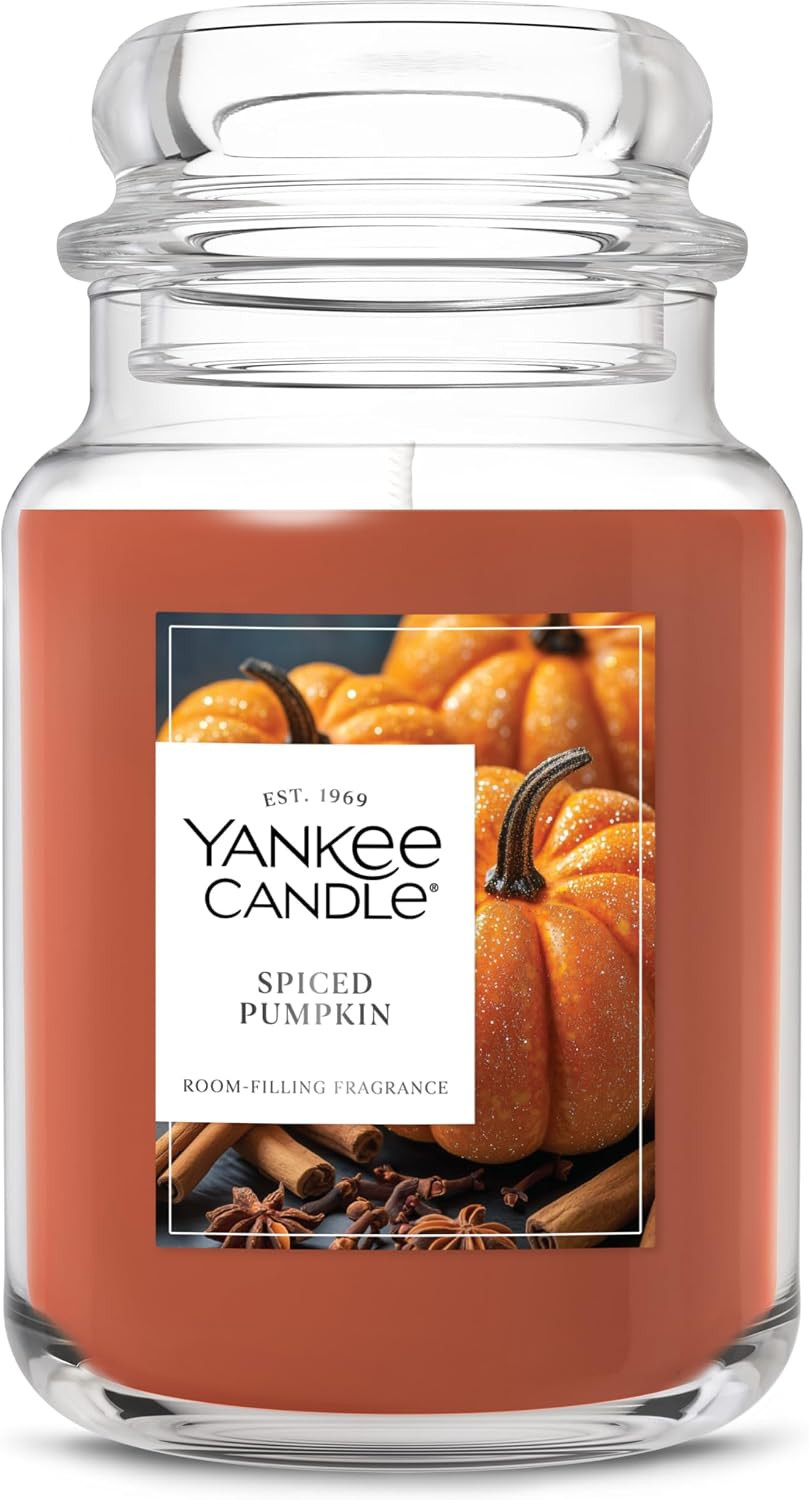 Yankee Candle Spiced Pumpkin, Fall Scented Candle, 22oz Large Jar with up to 150 Hour Burn Time | Amazon (US)